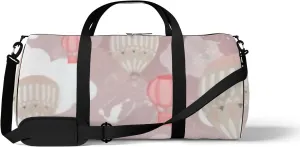 Sports Gym Bag for Women and Men Waterproof 3d Hot Air Balloons Storks Pink Duffel Bag Lightweight Carryon Traveling Boarding Gripsack