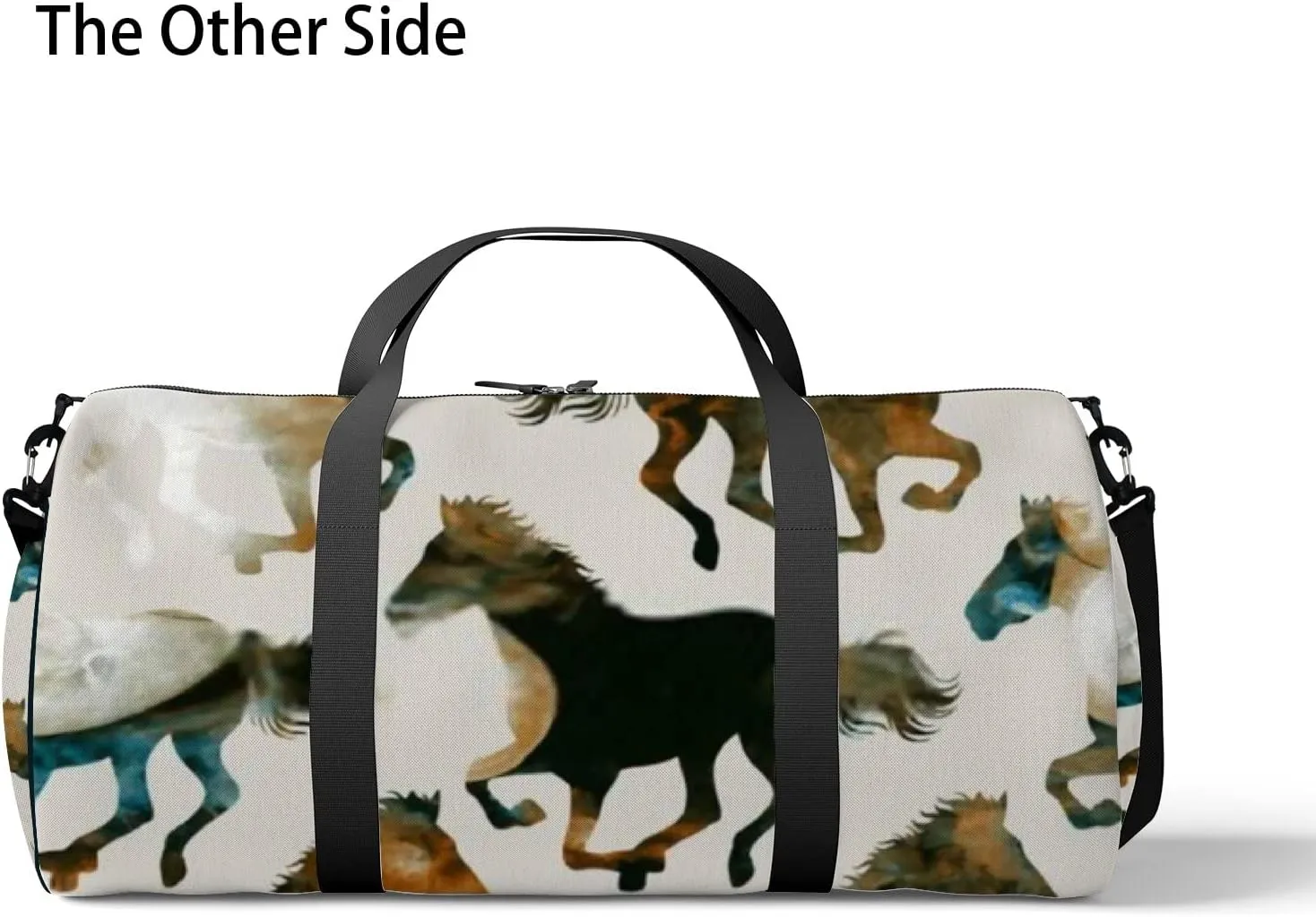 Sports Gym Bag for Women and Men Waterproof Abstract Watercolor Marbling Horses Duffel Bag Lightweight Carryon Traveling Boarding Gripsack