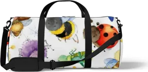 Sports Gym Bag for Women and Men Waterproof Cartoon Insects Watercolor Beetle Duffel Bag Lightweight Carryon Traveling Boarding Gripsack