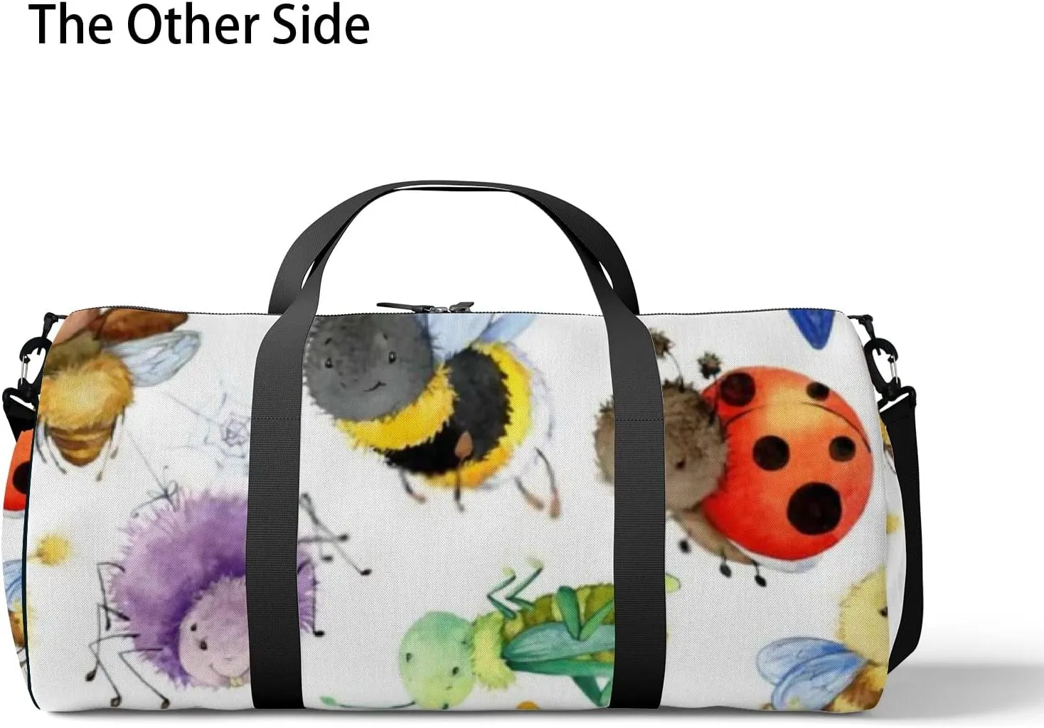 Sports Gym Bag for Women and Men Waterproof Cartoon Insects Watercolor Beetle Duffel Bag Lightweight Carryon Traveling Boarding Gripsack