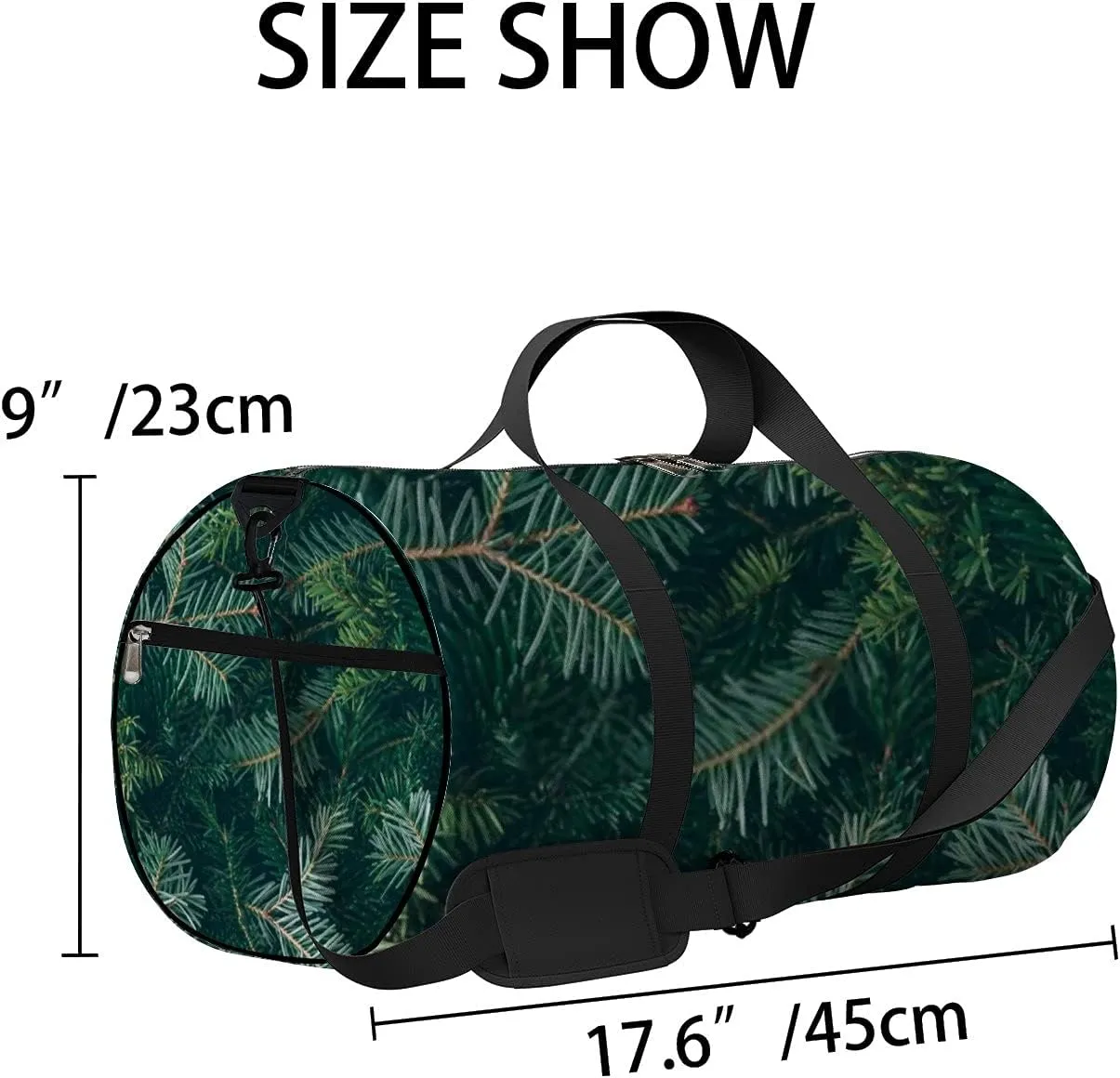 Sports Gym Bag for Women and Men Waterproof Christmas Tree Branches Green Duffel Bag Lightweight Carryon Traveling Boarding Gripsack