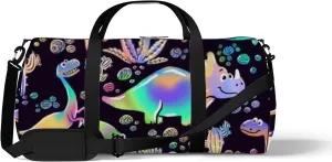 Sports Gym Bag for Women and Men Waterproof Colorful Cute Dinosaurs Duffel Bag Lightweight Carryon Traveling Boarding Gripsack