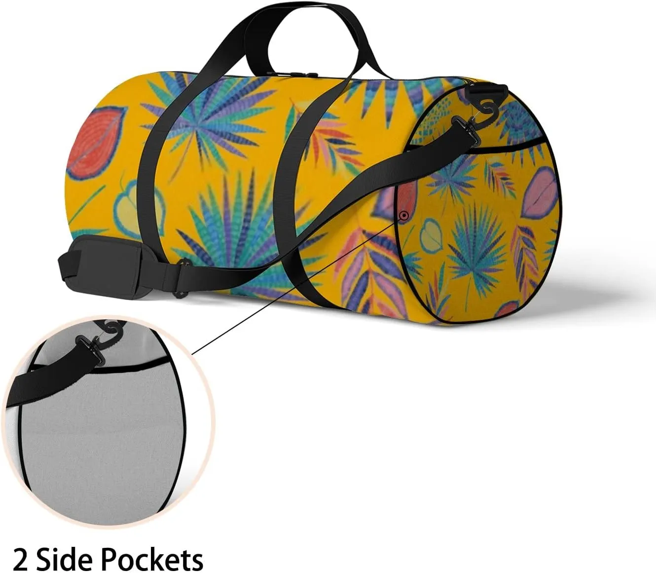 Sports Gym Bag for Women and Men Waterproof Colorful Tropical Leaves Retro Bright Summer Duffel Bag Lightweight Carryon Traveling Boarding Gripsack