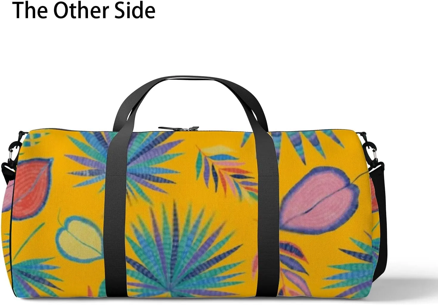 Sports Gym Bag for Women and Men Waterproof Colorful Tropical Leaves Retro Bright Summer Duffel Bag Lightweight Carryon Traveling Boarding Gripsack