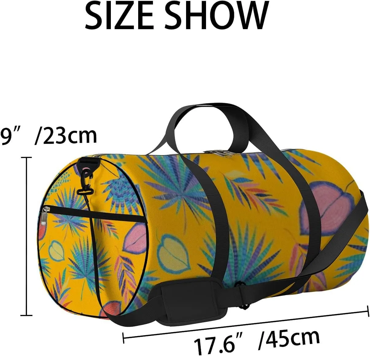 Sports Gym Bag for Women and Men Waterproof Colorful Tropical Leaves Retro Bright Summer Duffel Bag Lightweight Carryon Traveling Boarding Gripsack
