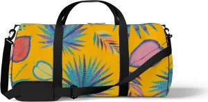 Sports Gym Bag for Women and Men Waterproof Colorful Tropical Leaves Retro Bright Summer Duffel Bag Lightweight Carryon Traveling Boarding Gripsack