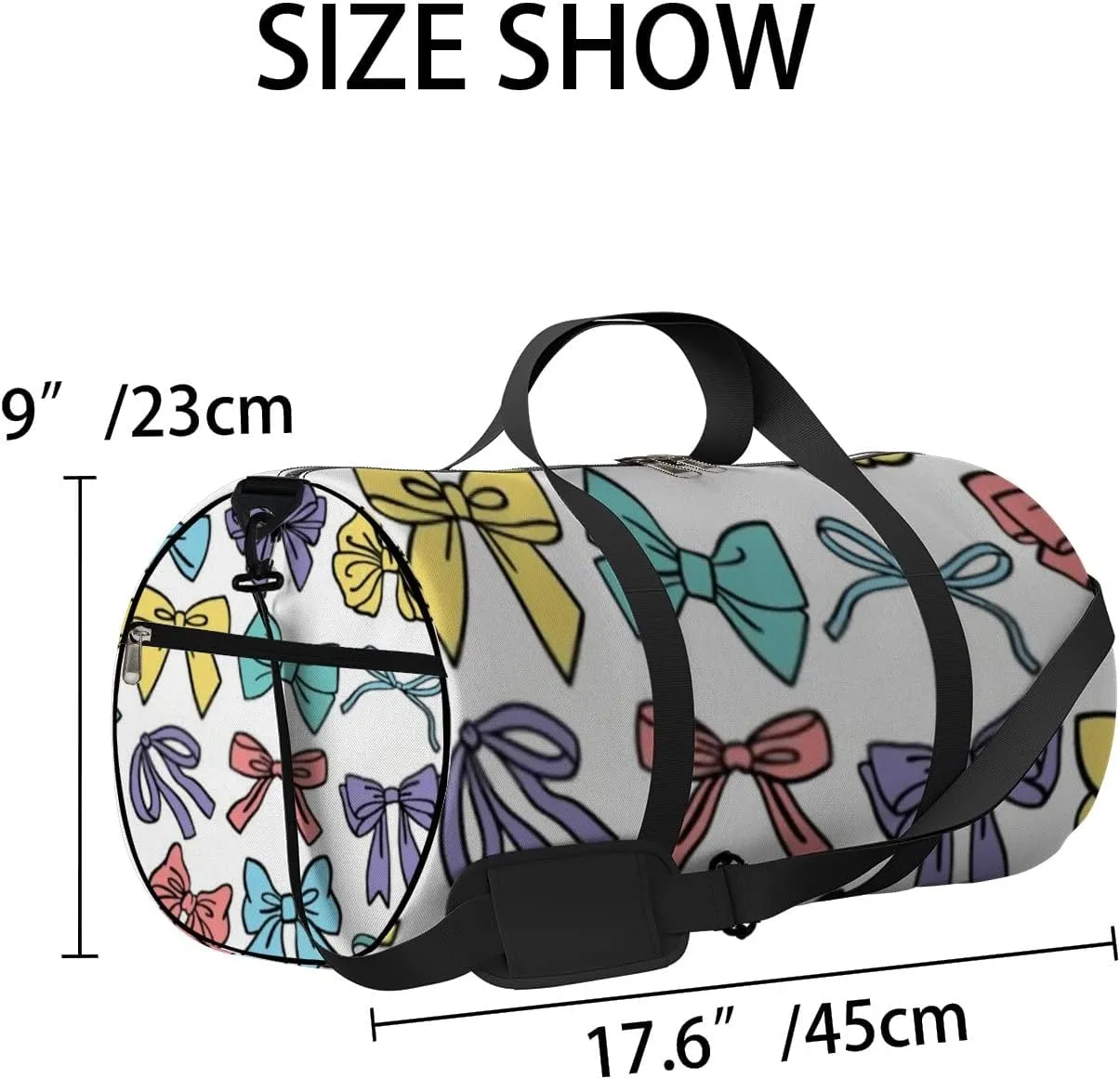 Sports Gym Bag for Women and Men Waterproof Colourful Bow Silhouette Duffel Bag Lightweight Carryon Traveling Boarding Gripsack