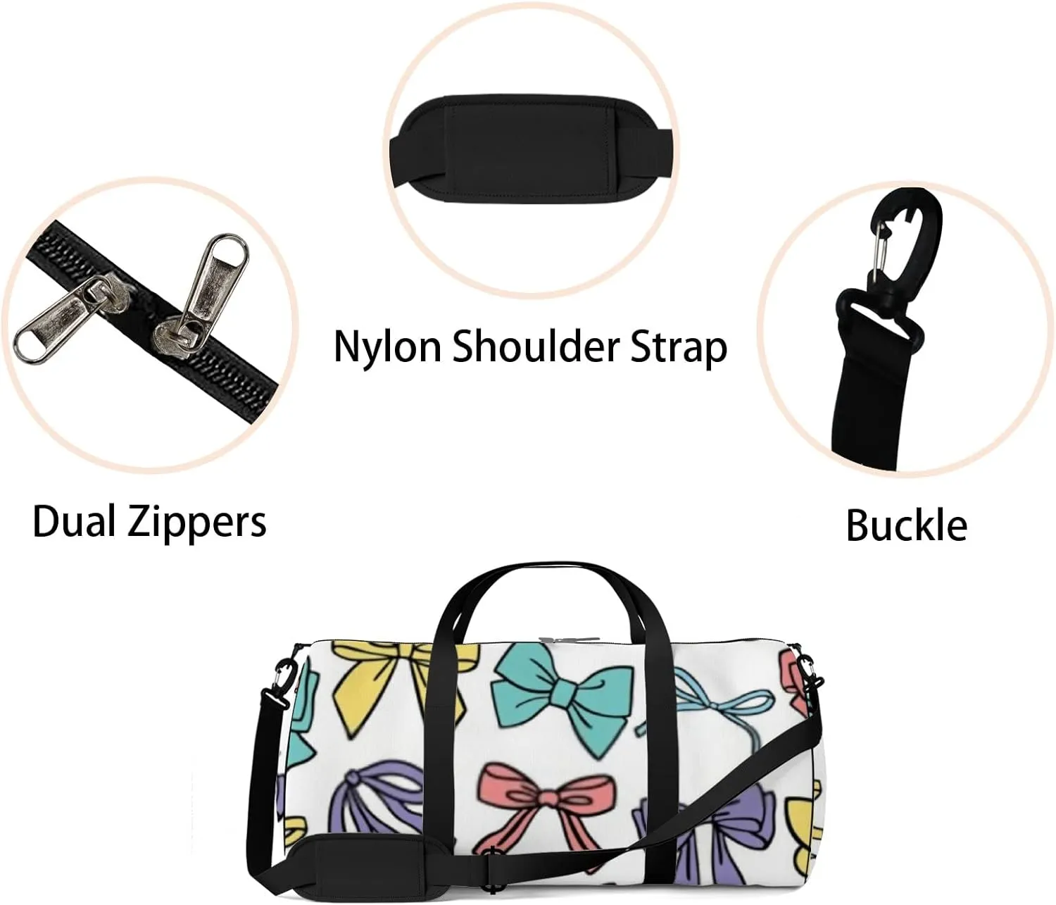 Sports Gym Bag for Women and Men Waterproof Colourful Bow Silhouette Duffel Bag Lightweight Carryon Traveling Boarding Gripsack