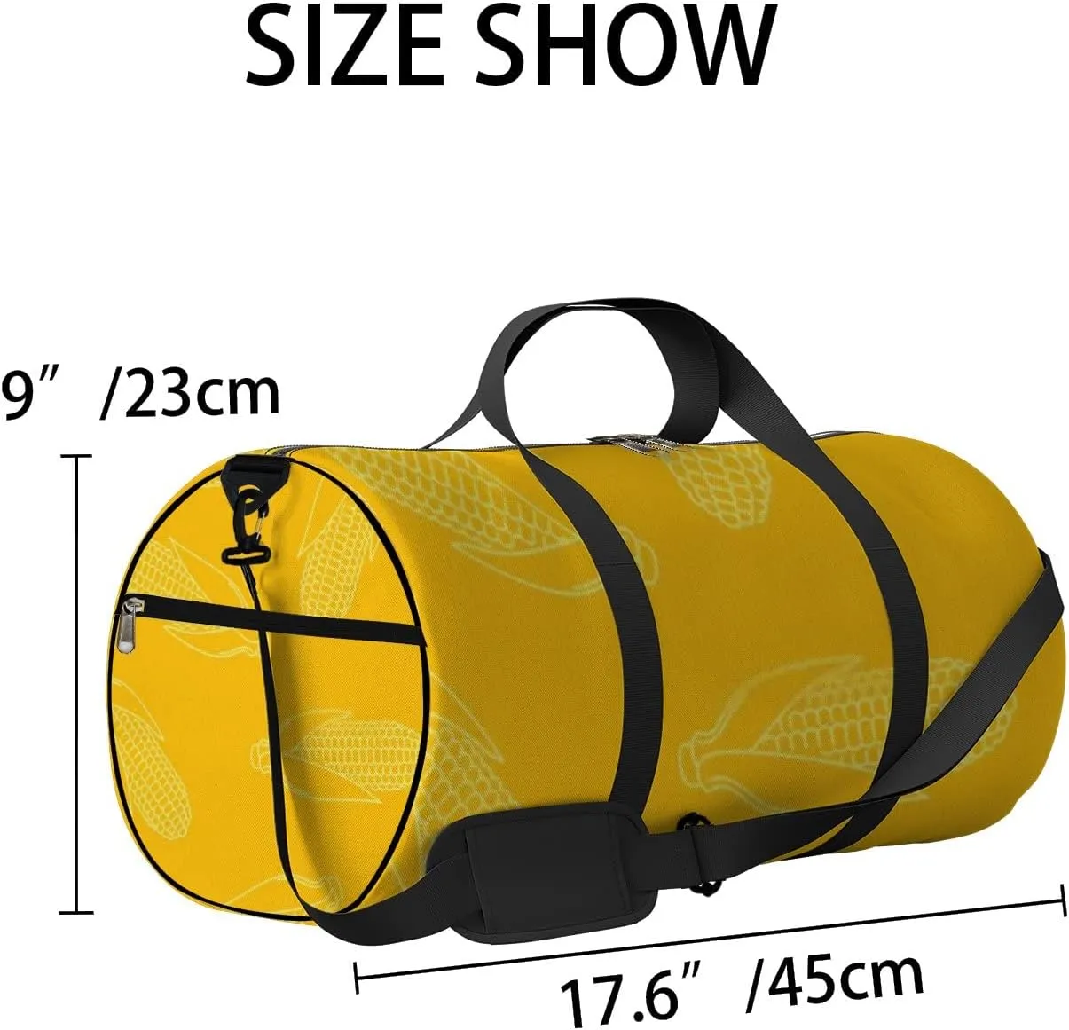 Sports Gym Bag for Women and Men Waterproof Corn Outline Pattern Yellow Duffel Bag Lightweight Carryon Traveling Boarding Gripsack