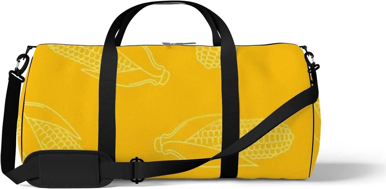 Sports Gym Bag for Women and Men Waterproof Corn Outline Pattern Yellow Duffel Bag Lightweight Carryon Traveling Boarding Gripsack