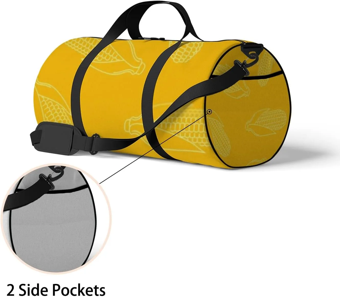 Sports Gym Bag for Women and Men Waterproof Corn Outline Pattern Yellow Duffel Bag Lightweight Carryon Traveling Boarding Gripsack