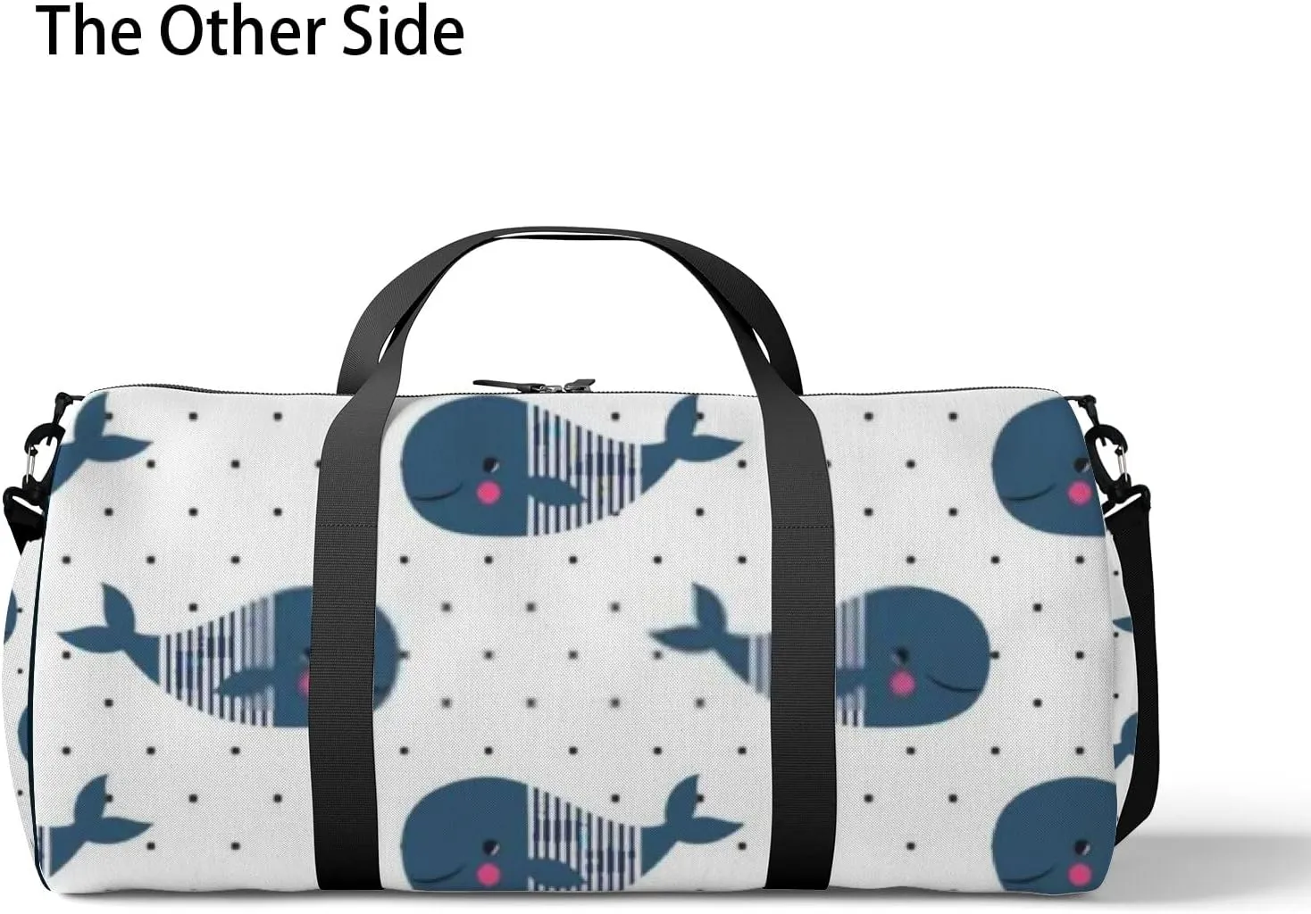 Sports Gym Bag for Women and Men Waterproof Cute Cartoon Whales Polka Dots Duffel Bag Lightweight Carryon Traveling Boarding Gripsack
