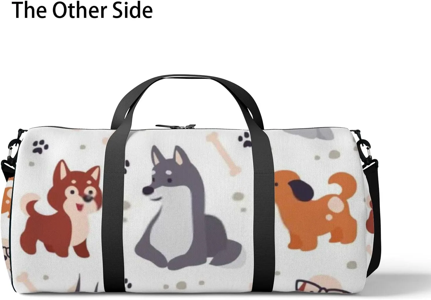 Sports Gym Bag for Women and Men Waterproof Cute Little Dog Paw Trace Bones White Duffel Bag Lightweight Carryon Traveling Boarding Gripsack