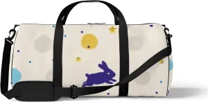 Sports Gym Bag for Women and Men Waterproof Cute Rabbits Stars Duffel Bag Lightweight Carryon Traveling Boarding Gripsack