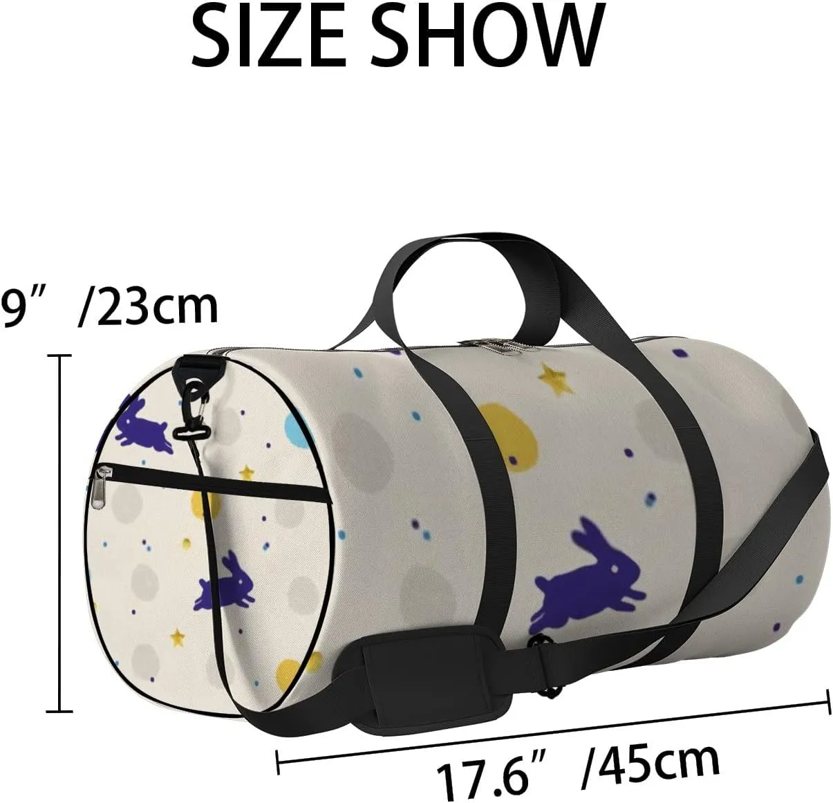 Sports Gym Bag for Women and Men Waterproof Cute Rabbits Stars Duffel Bag Lightweight Carryon Traveling Boarding Gripsack