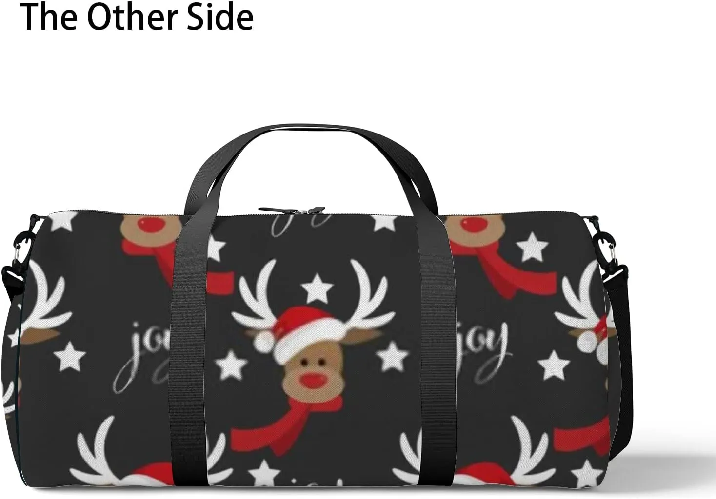 Sports Gym Bag for Women and Men Waterproof Cute Red Nosed Reindeer Star Black Duffel Bag Lightweight Carryon Traveling Boarding Gripsack