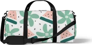 Sports Gym Bag for Women and Men Waterproof Cute Summer Pattern Green Duffel Bag Lightweight Carryon Traveling Boarding Gripsack