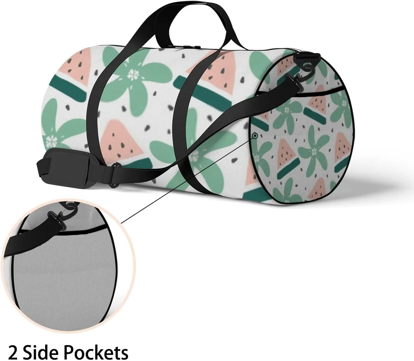 Sports Gym Bag for Women and Men Waterproof Cute Summer Pattern Green Duffel Bag Lightweight Carryon Traveling Boarding Gripsack