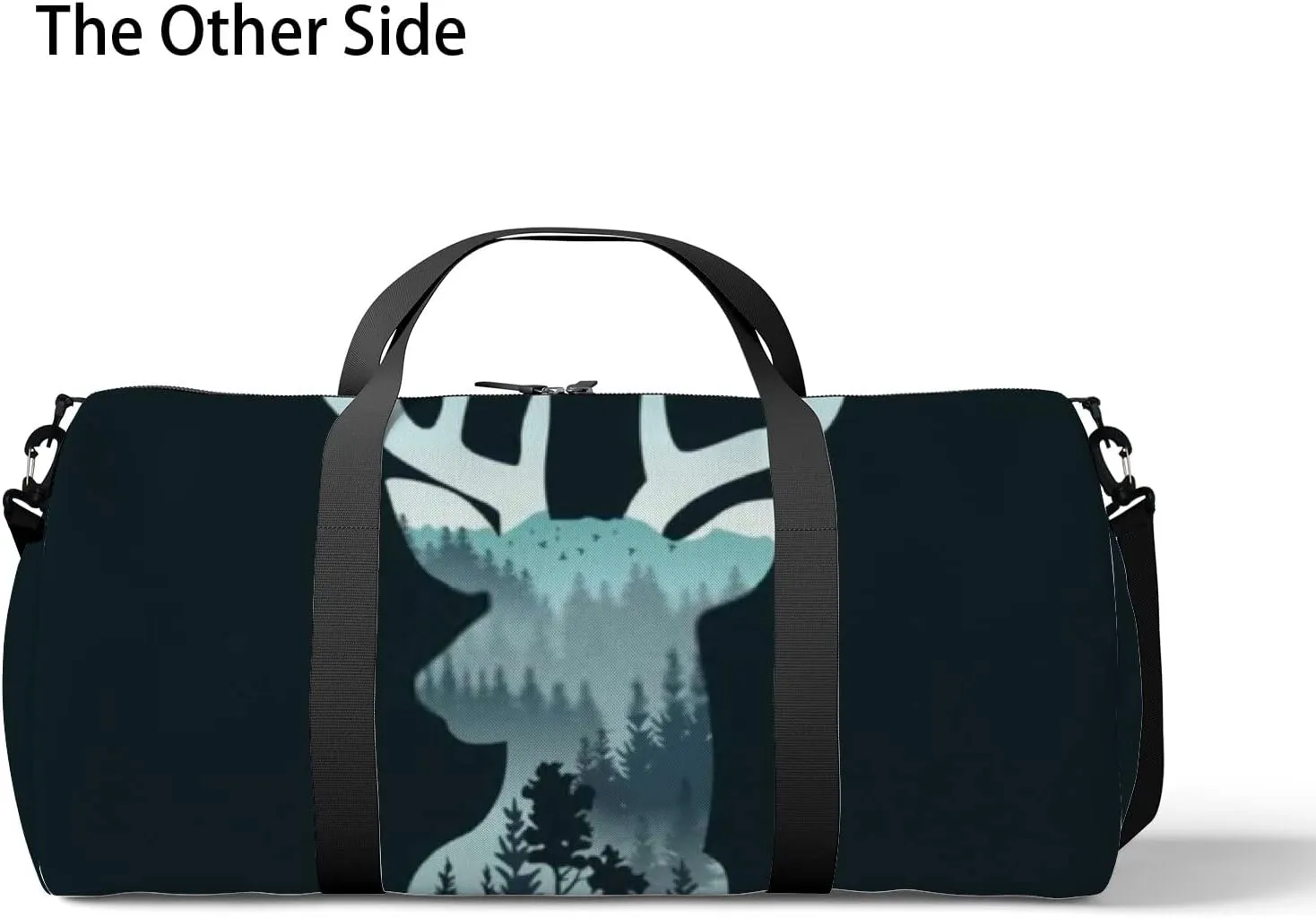 Sports Gym Bag for Women and Men Waterproof Deer Head Landscape Trees Mountains Duffel Bag Lightweight Carryon Traveling Boarding Gripsack