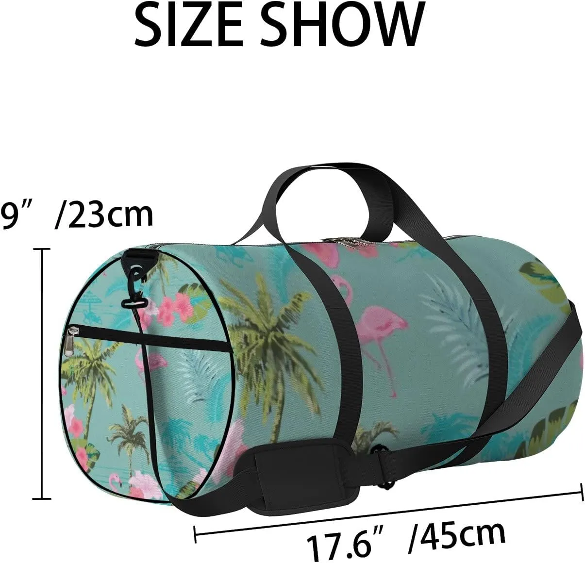 Sports Gym Bag for Women and Men Waterproof Flamingo Tropical Pattern Hawaii Summer Green Duffel Bag Lightweight Carryon Traveling Boarding Gripsack