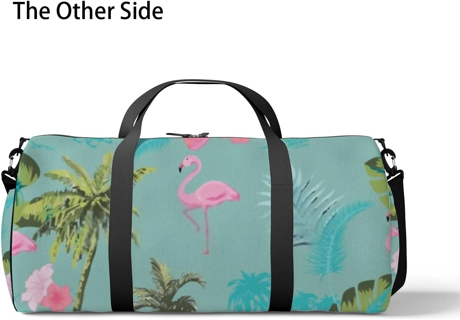 Sports Gym Bag for Women and Men Waterproof Flamingo Tropical Pattern Hawaii Summer Green Duffel Bag Lightweight Carryon Traveling Boarding Gripsack