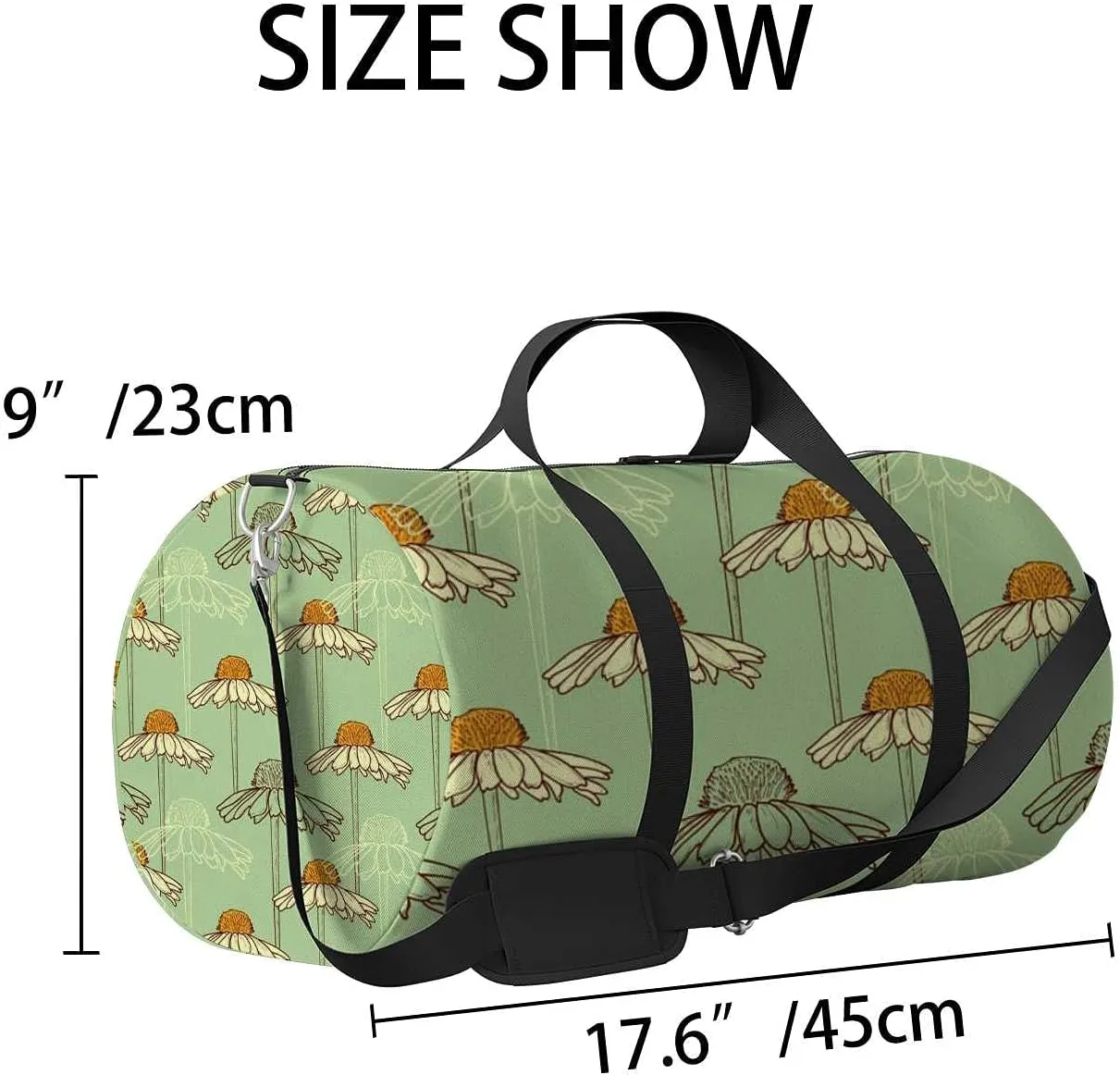 Sports Gym Bag for Women and Men Waterproof Floral Pattern Chamomile Duffel Bag Lightweight Carryon Traveling Boarding Gripsack