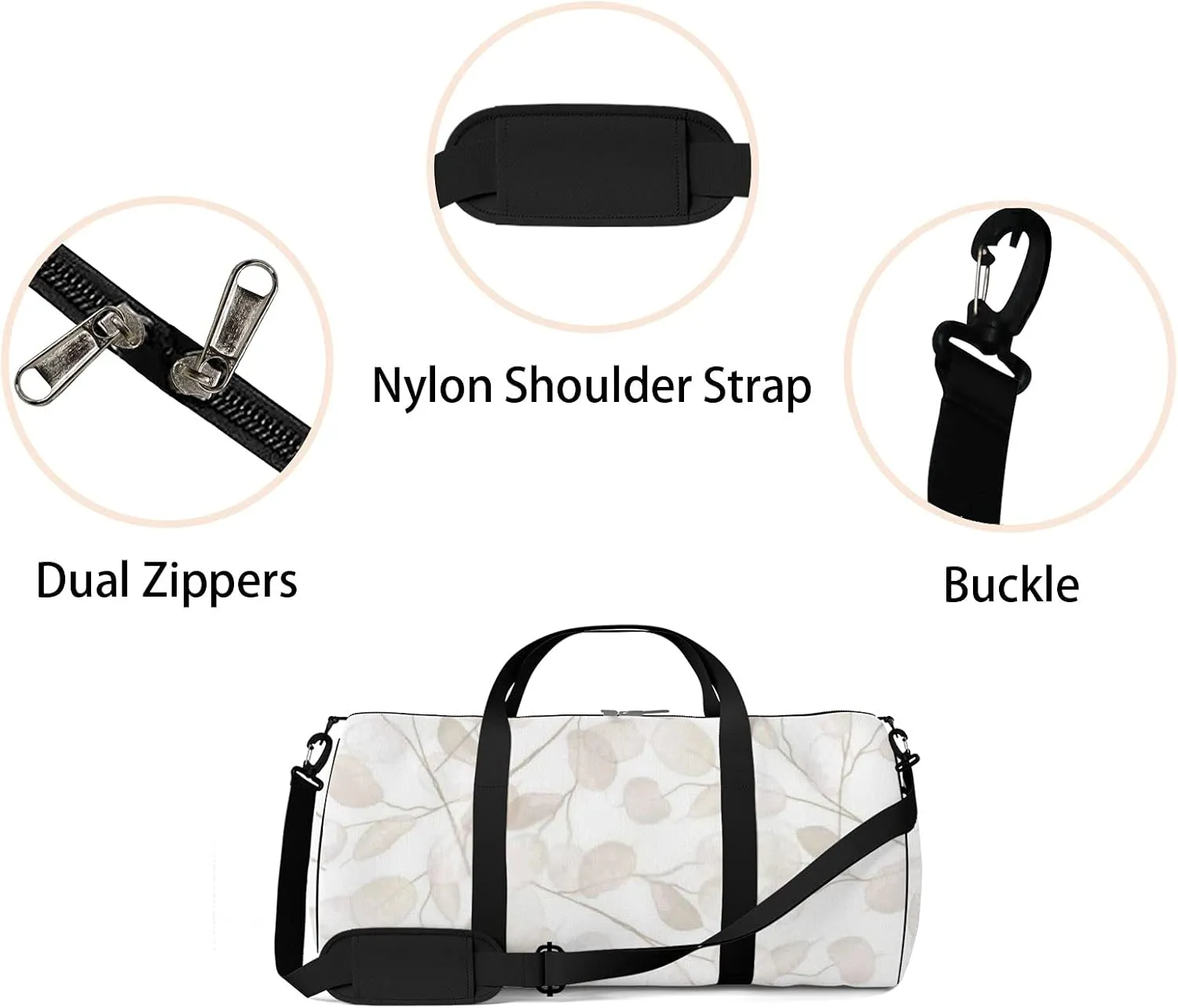 Sports Gym Bag for Women and Men Waterproof Floral Watercolor Winter Boho Style Duffel Bag Lightweight Carryon Traveling Boarding Gripsack