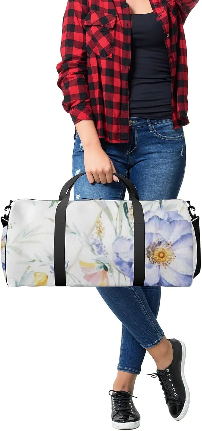 Sports Gym Bag for Women and Men Waterproof Flowers Watercolor Pattern Duffel Bag Lightweight Carryon Traveling Boarding Gripsack