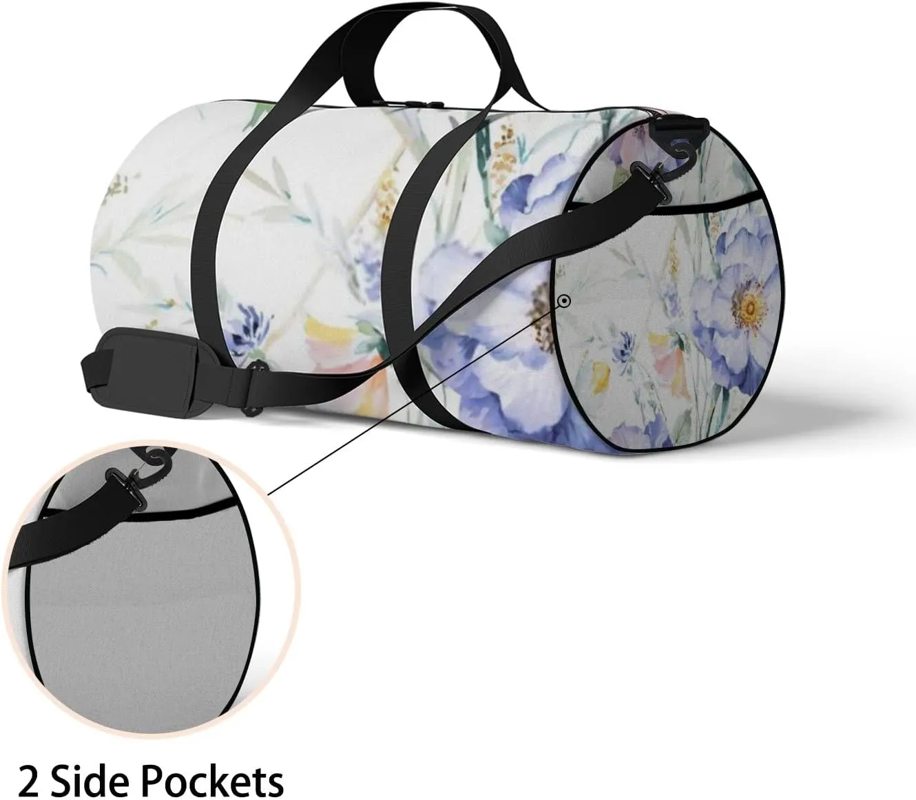 Sports Gym Bag for Women and Men Waterproof Flowers Watercolor Pattern Duffel Bag Lightweight Carryon Traveling Boarding Gripsack