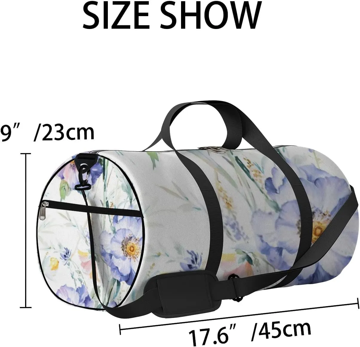 Sports Gym Bag for Women and Men Waterproof Flowers Watercolor Pattern Duffel Bag Lightweight Carryon Traveling Boarding Gripsack