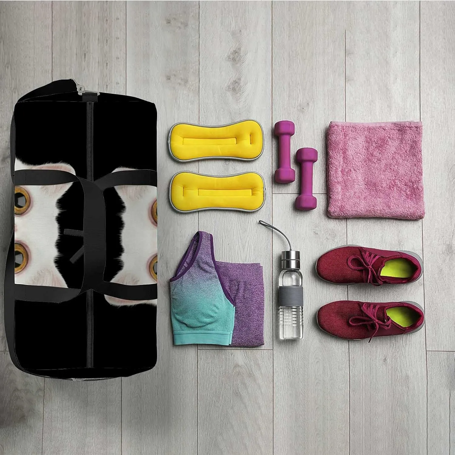 Sports Gym Bag for Women and Men Waterproof Funny Portrait Pure Duffel Bag Lightweight Carryon Traveling Boarding Gripsack