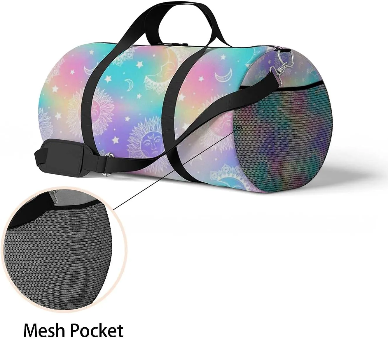Sports Gym Bag for Women and Men Waterproof Galaxy Pattern Holographic Duffel Bag Lightweight Carryon Traveling Boarding Gripsack