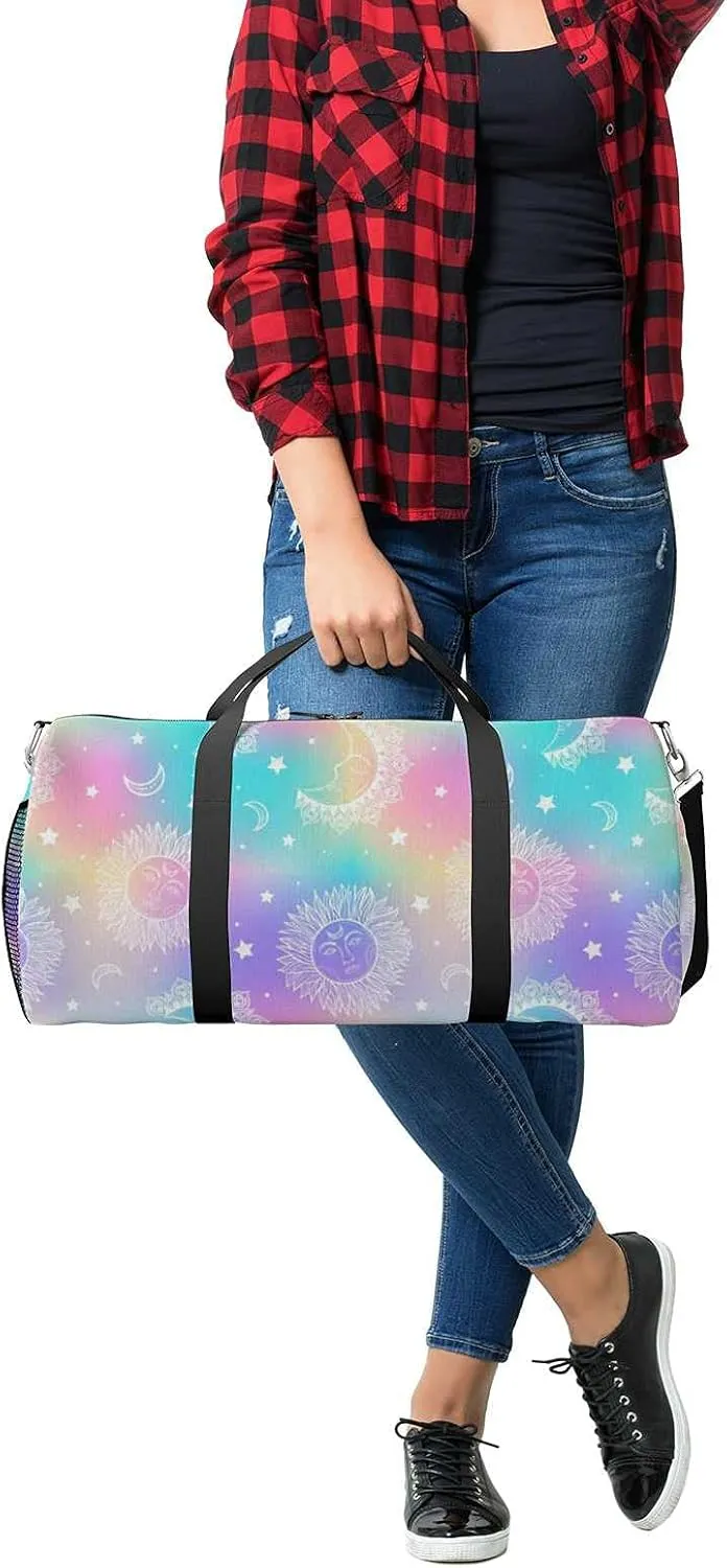 Sports Gym Bag for Women and Men Waterproof Galaxy Pattern Holographic Duffel Bag Lightweight Carryon Traveling Boarding Gripsack