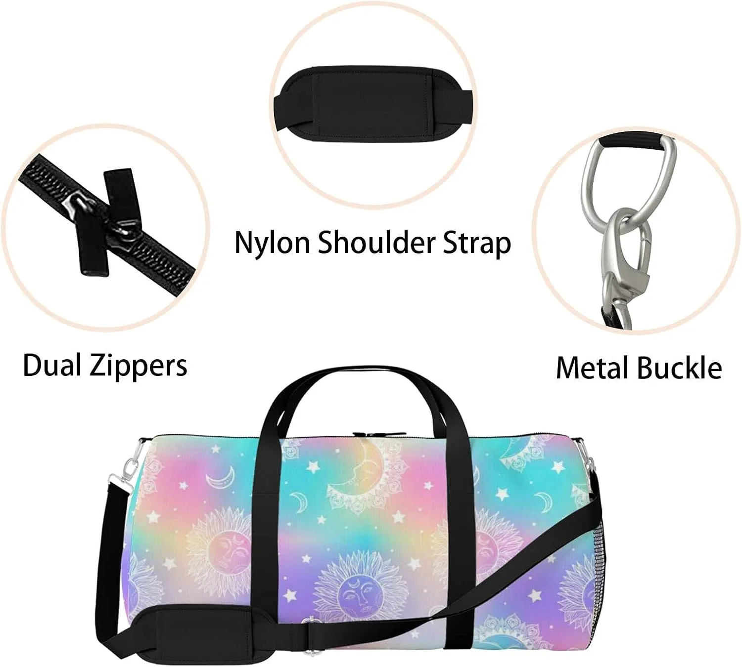 Sports Gym Bag for Women and Men Waterproof Galaxy Pattern Holographic Duffel Bag Lightweight Carryon Traveling Boarding Gripsack