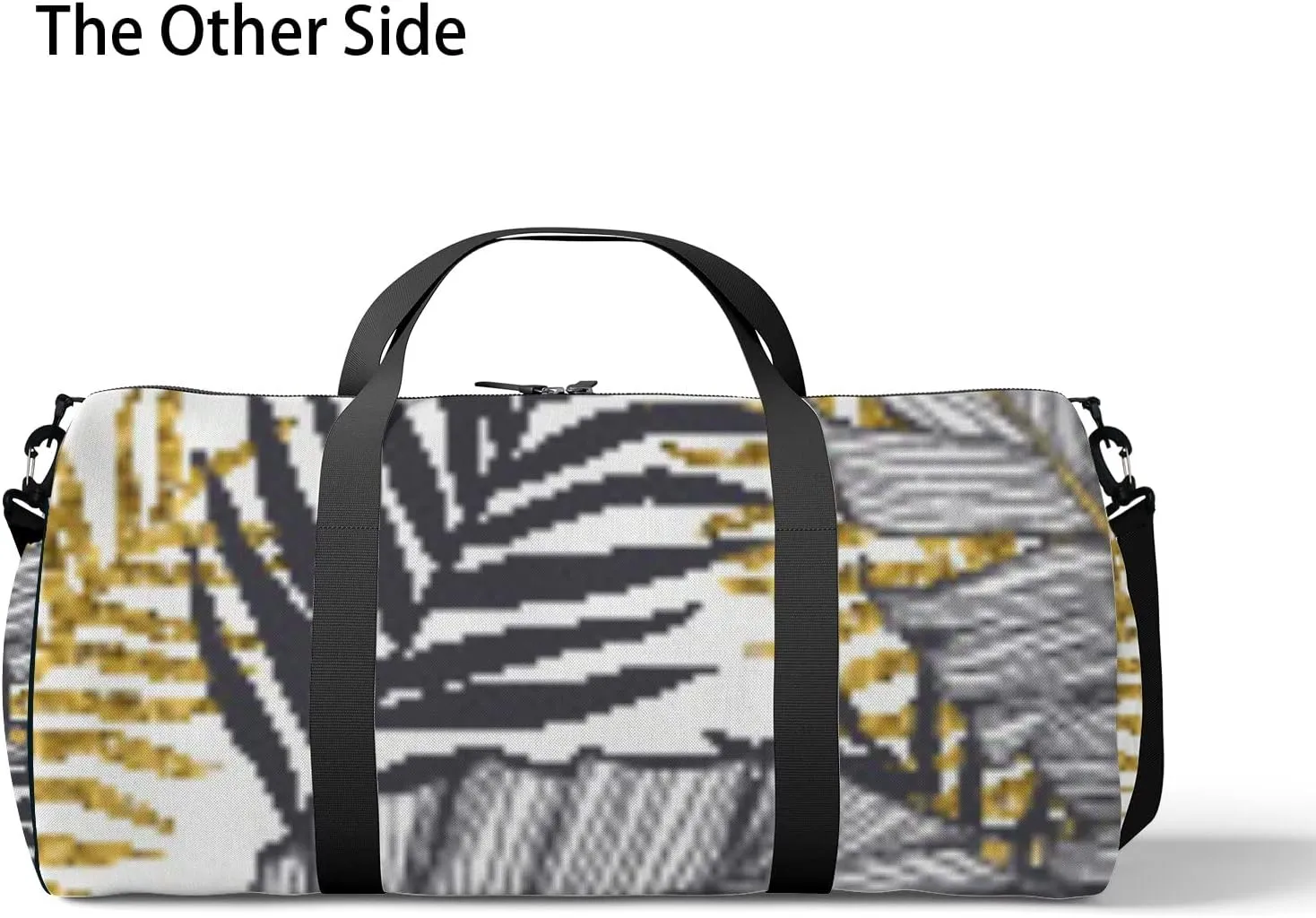 Sports Gym Bag for Women and Men Waterproof Golden Palm Leaves Pattern Duffel Bag Lightweight Carryon Traveling Boarding Gripsack