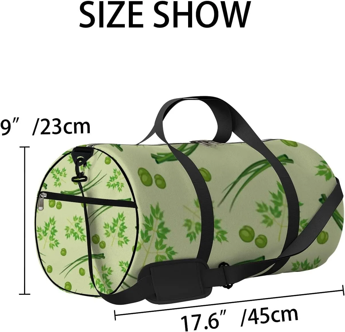 Sports Gym Bag for Women and Men Waterproof Green Parsley Peas Onions Pattern Duffel Bag Lightweight Carryon Traveling Boarding Gripsack