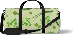 Sports Gym Bag for Women and Men Waterproof Green Parsley Peas Onions Pattern Duffel Bag Lightweight Carryon Traveling Boarding Gripsack
