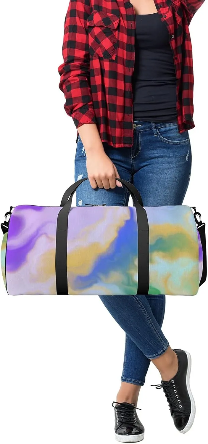 Sports Gym Bag for Women and Men Waterproof Hand Painted Artistic Style Duffel Bag Lightweight Carryon Traveling Boarding Gripsack