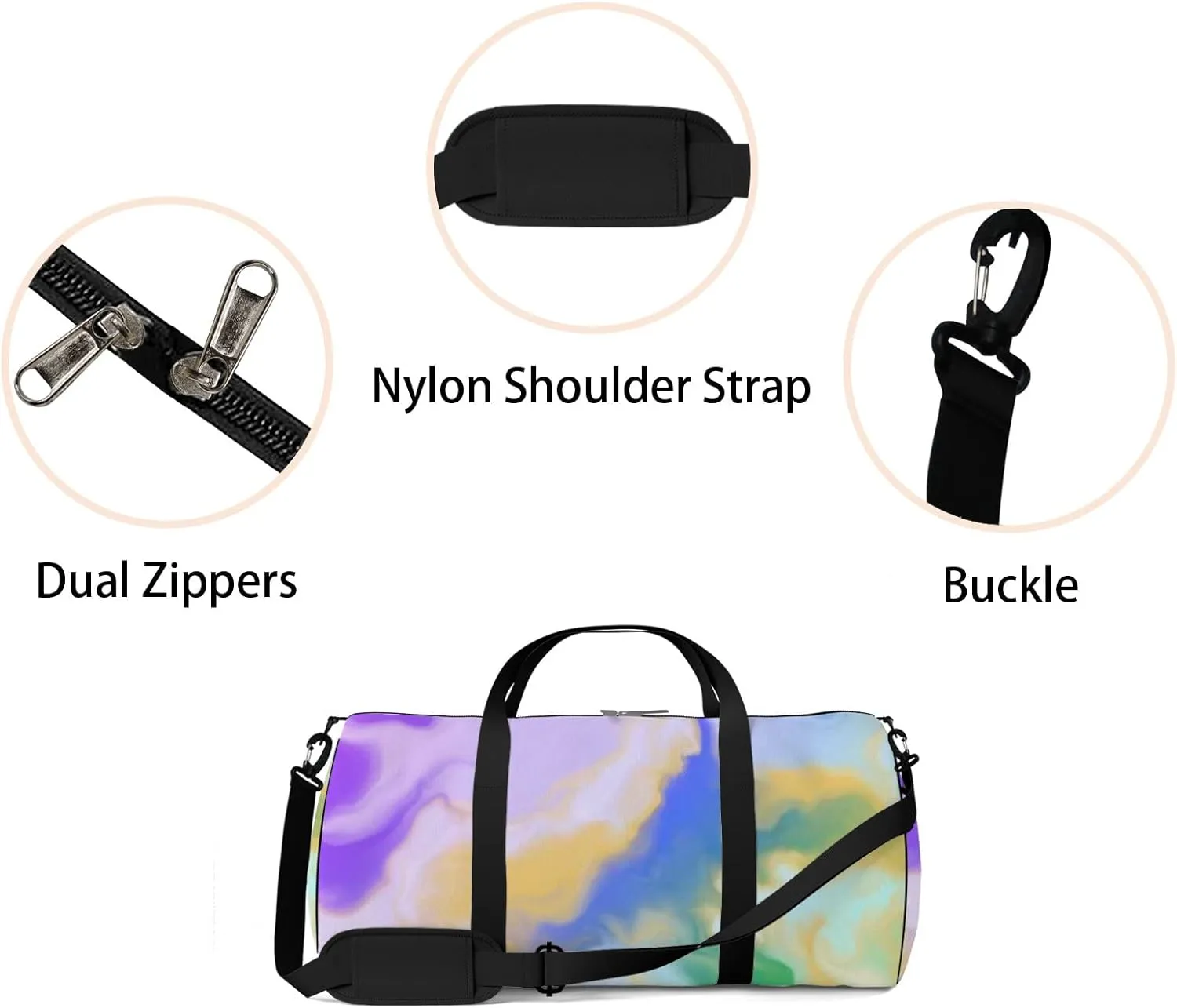 Sports Gym Bag for Women and Men Waterproof Hand Painted Artistic Style Duffel Bag Lightweight Carryon Traveling Boarding Gripsack