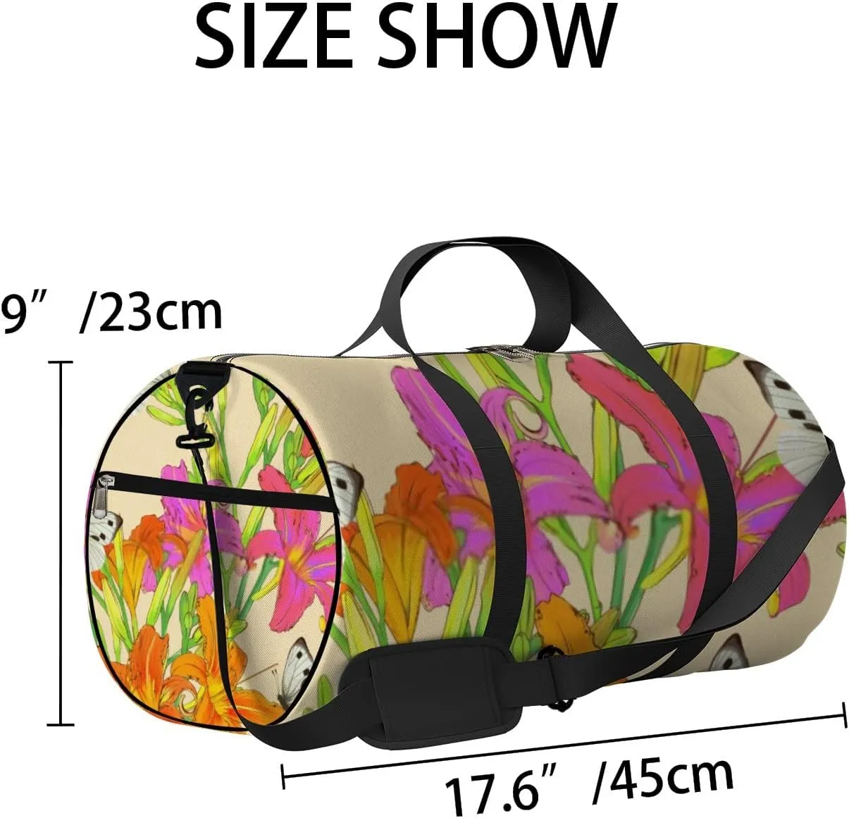 Sports Gym Bag for Women and Men Waterproof Lily Flowers Summer Pattern Duffel Bag Lightweight Carryon Traveling Boarding Gripsack