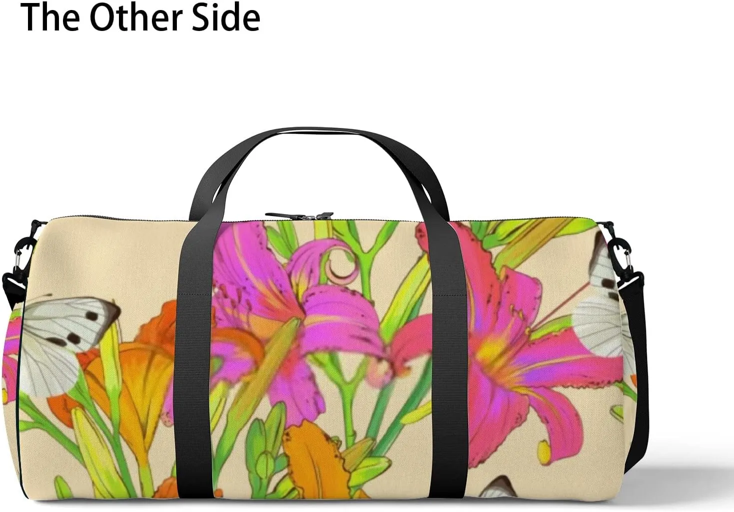 Sports Gym Bag for Women and Men Waterproof Lily Flowers Summer Pattern Duffel Bag Lightweight Carryon Traveling Boarding Gripsack