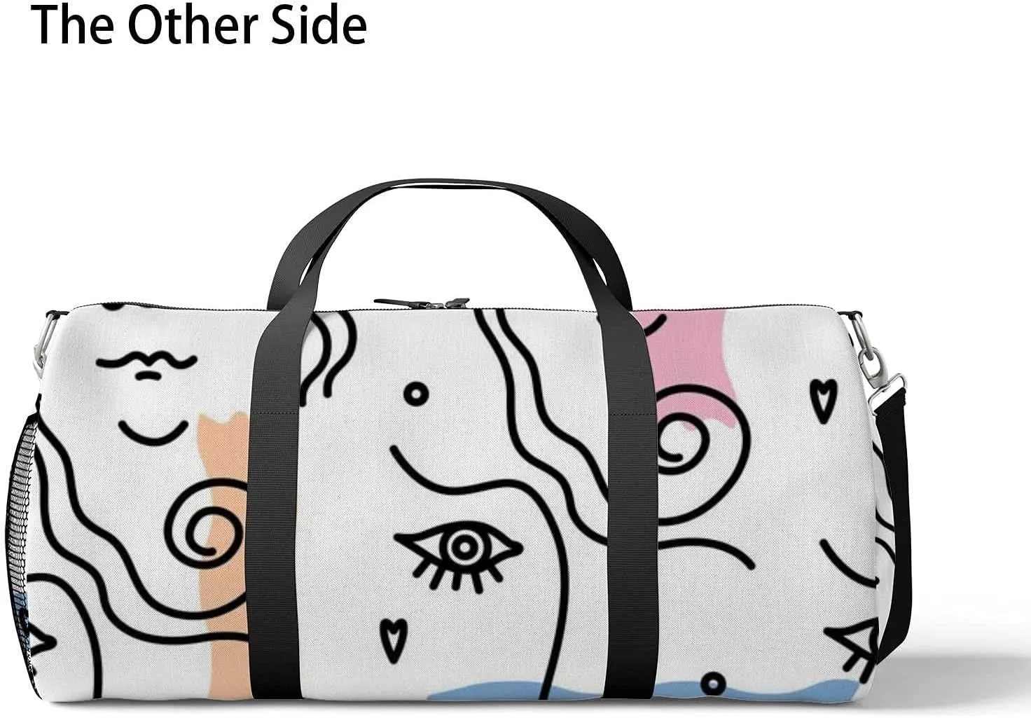 Sports Gym Bag for Women and Men Waterproof Modern Pattern Female Faces Duffel Bag Lightweight Carryon Traveling Boarding Gripsack