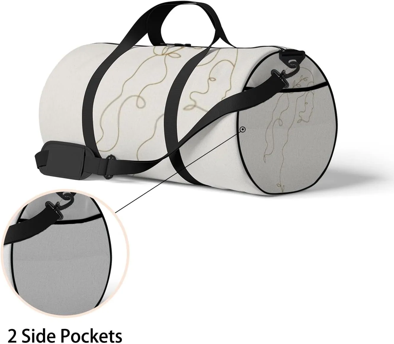 Sports Gym Bag for Women and Men Waterproof Outline Silhouette Line Art Duffel Bag Lightweight Carryon Traveling Boarding Gripsack