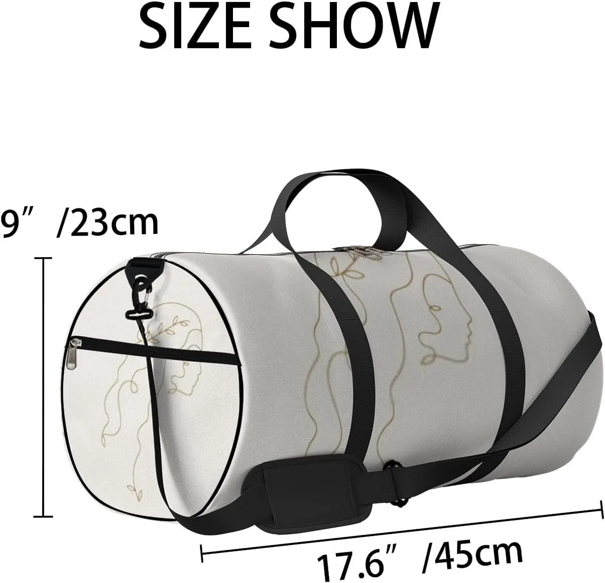 Sports Gym Bag for Women and Men Waterproof Outline Silhouette Line Art Duffel Bag Lightweight Carryon Traveling Boarding Gripsack