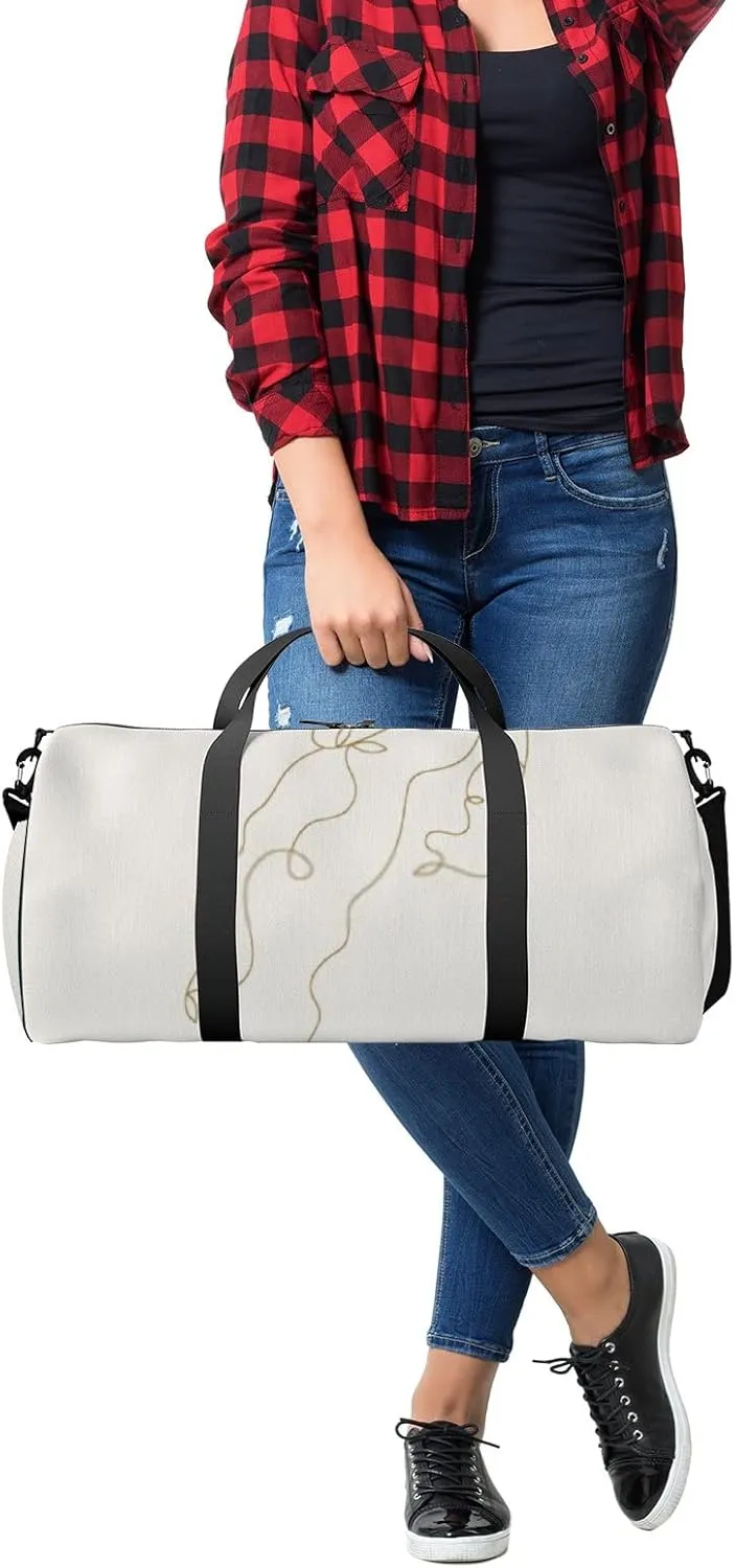 Sports Gym Bag for Women and Men Waterproof Outline Silhouette Line Art Duffel Bag Lightweight Carryon Traveling Boarding Gripsack