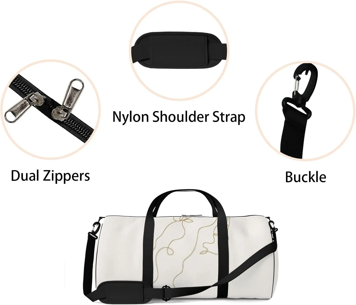 Sports Gym Bag for Women and Men Waterproof Outline Silhouette Line Art Duffel Bag Lightweight Carryon Traveling Boarding Gripsack