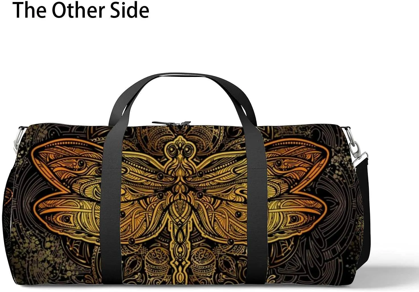 Sports Gym Bag for Women and Men Waterproof Pattern Golden Ornate Stylized Duffel Bag Lightweight Carryon Traveling Boarding Gripsack
