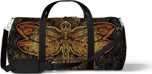 Sports Gym Bag for Women and Men Waterproof Pattern Golden Ornate Stylized Duffel Bag Lightweight Carryon Traveling Boarding Gripsack