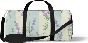 Sports Gym Bag for Women and Men Waterproof Pattern Lavender Flowers Duffel Bag Lightweight Carryon Traveling Boarding Gripsack