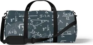 Sports Gym Bag for Women and Men Waterproof Sketch Geometrical Pattern Black Duffel Bag Lightweight Carryon Traveling Boarding Gripsack